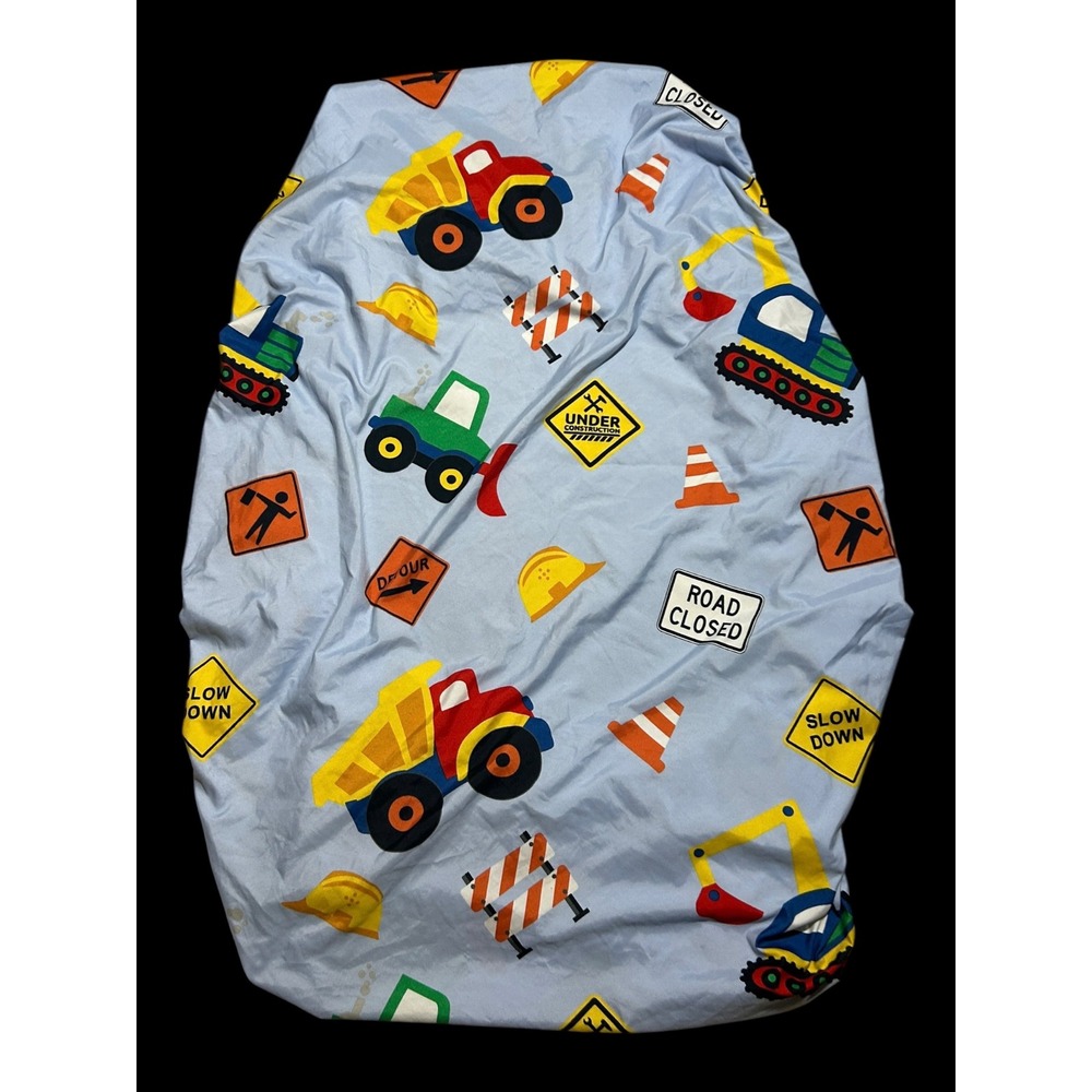 Everyday Kids Construction Truck Crib Sheet Blue Toddler Bedding Road Signs